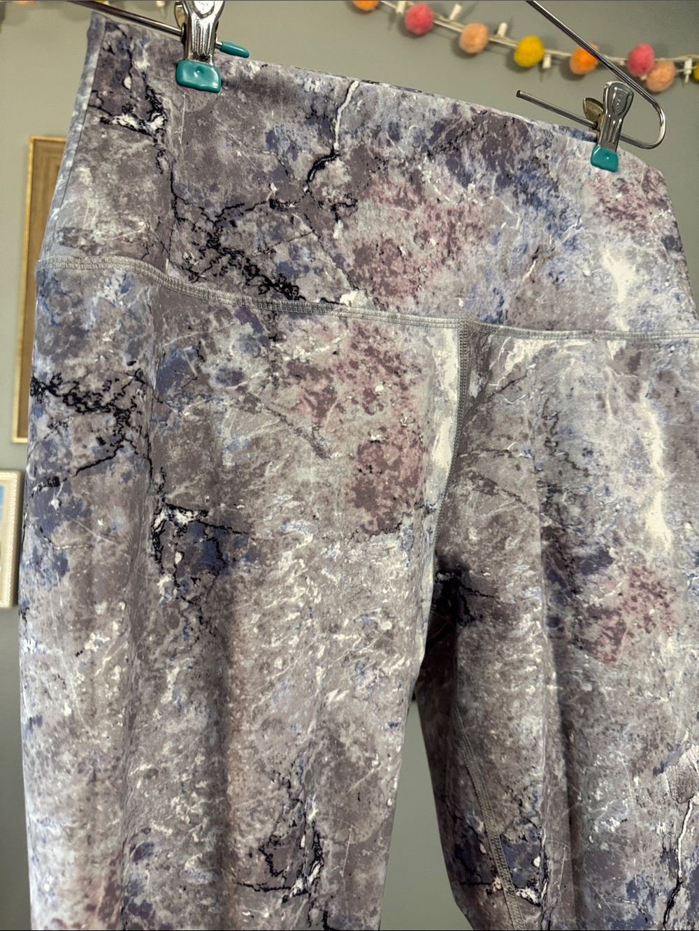 RBX Marble Print Leggings in Gray, Purple, Blue